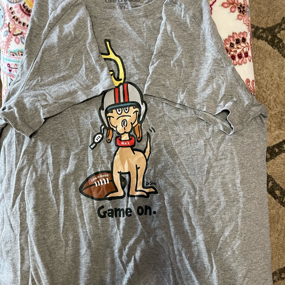 Life Is Good Gray Game On Tee